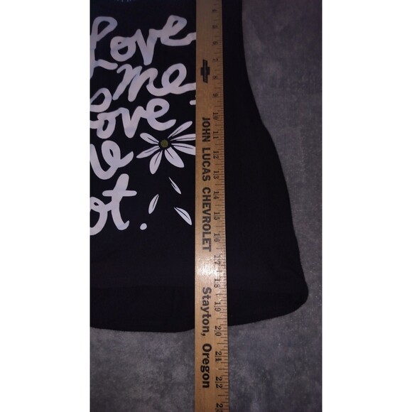 Decree Women's Medium Top Love Me Love Me Not Shirt Tank Top Daisy Print Black - Picture 3 of 5